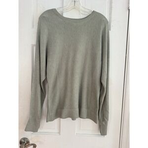 Express Cashmere Blend Sweater Gray Ribbed Knit Relaxed Fit Women's Large‎